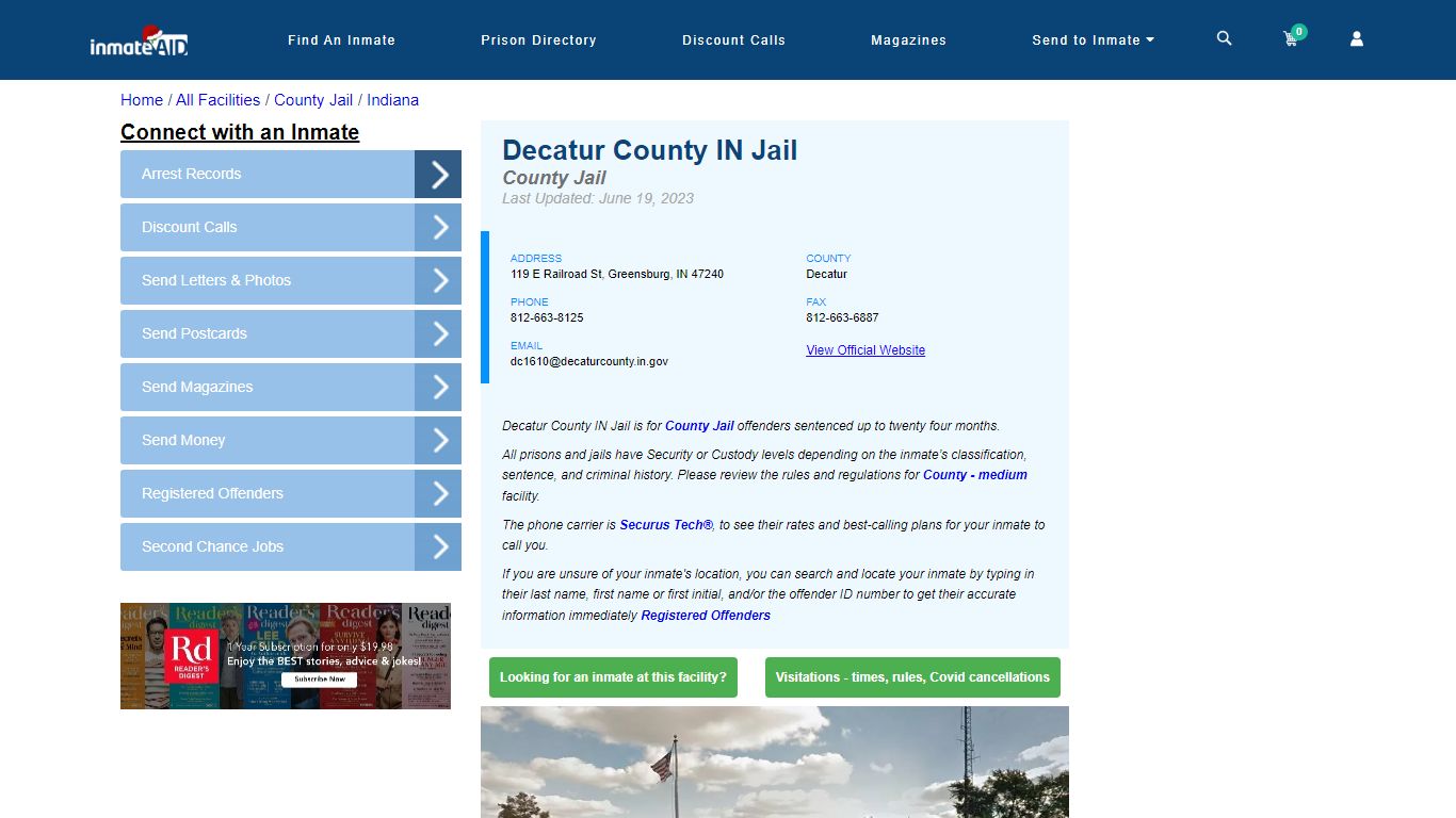 Decatur County IN Jail - Inmate Locator - Greensburg, IN